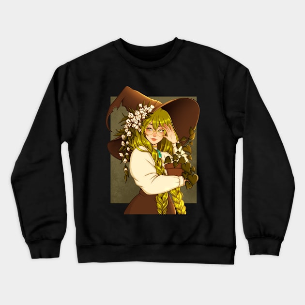 Green Witch Crewneck Sweatshirt by Vivian Valentin Art